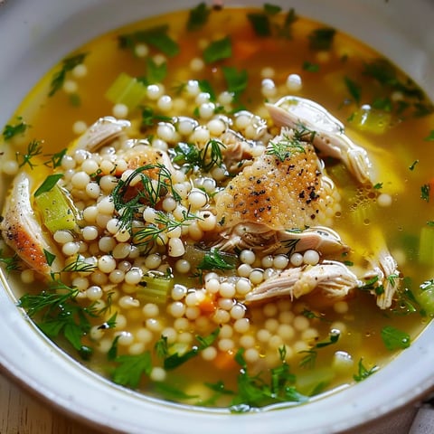 Soupe au Poulet et Couscous Perlé