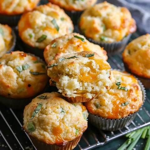 Muffins Salés au Cheddar, Basilic et Cébettes