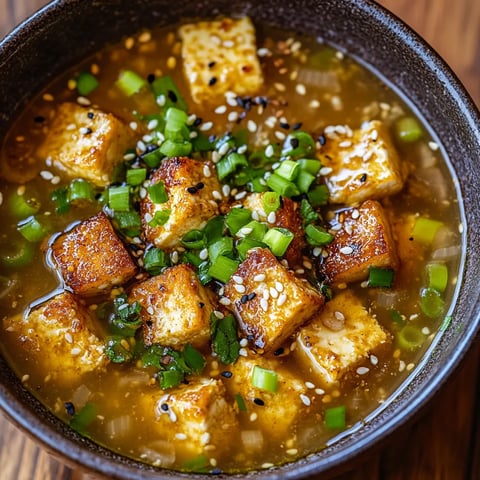 Soupe Miso Gingembre avec Tofu Croustillant au Sésame