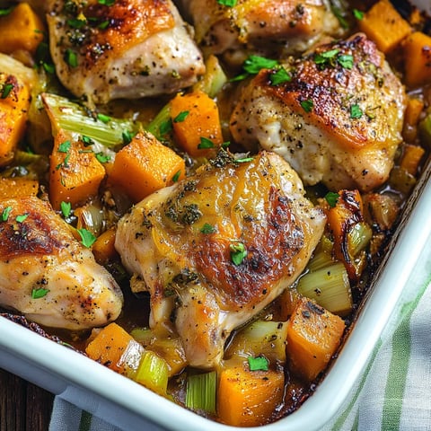 Plat de Poulet, Poireaux et Butternut au Four