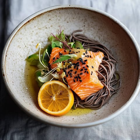 Soba au Saumon et Vinaigrette Agrumes-Gingembre