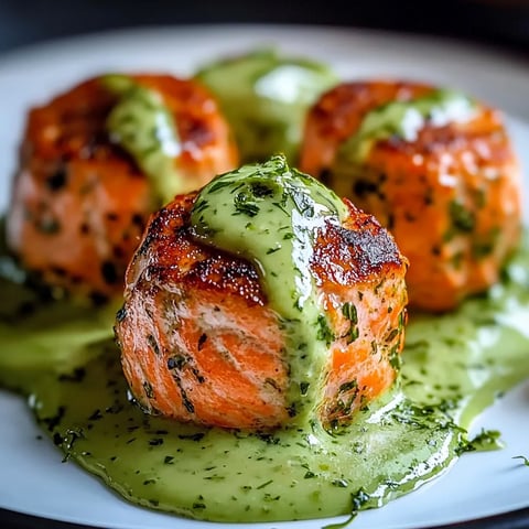 Boulettes de Saumon avec Sauce Avocat-Coriandre Crémeuse