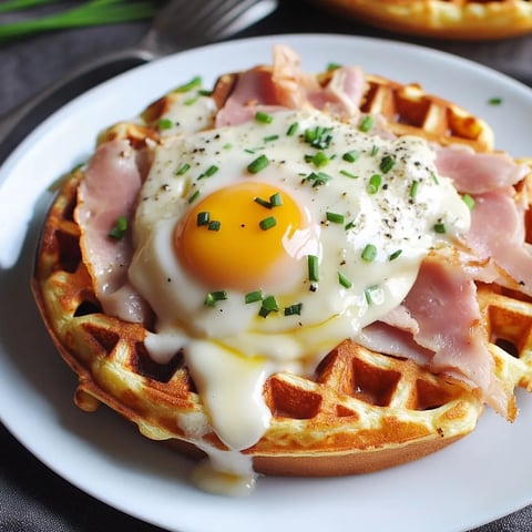 Délicieuses gaufres Croque Madame