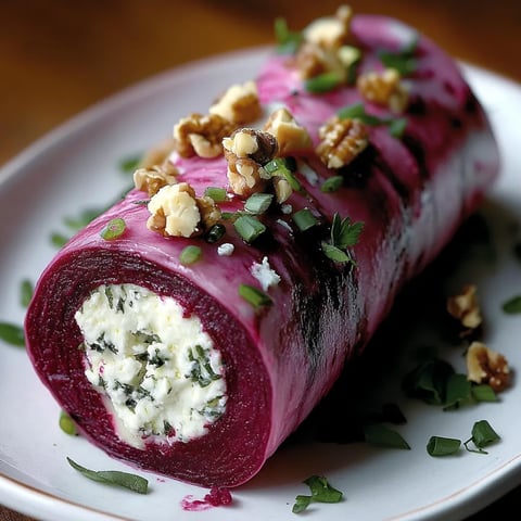 Roulé betterave fromage noix