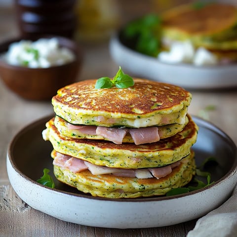 Pancakes courgette chèvre jambon