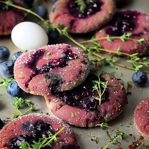 Sablés myrtilles et thym confit