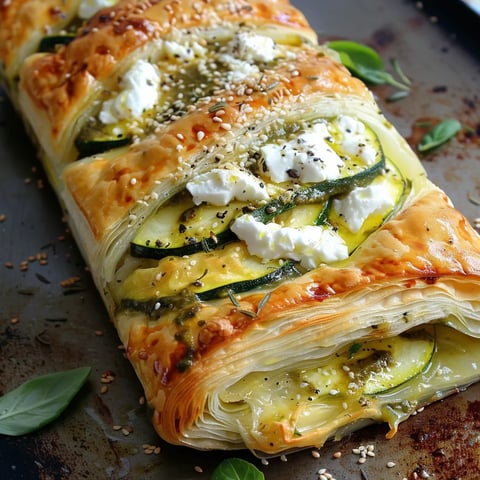 Feuilleté courgettes Pesto Burrata
