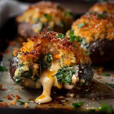 Champignons farcis végétariens au fromage et épinards