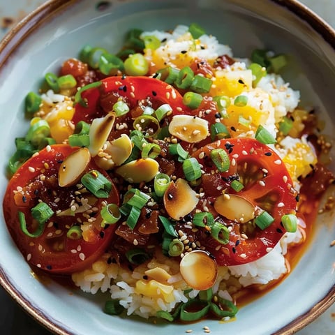 Tomates tamari et riz croustillant