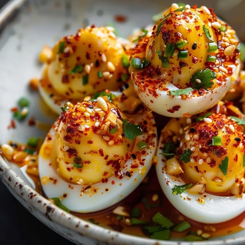 Oeufs farcis épicés à l'ail
