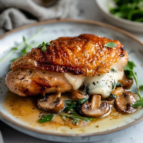 Poulet farci aux champignons