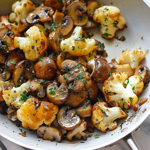 Champignons et chou-fleur dorés