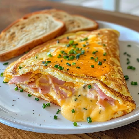 Omelette jambon fromage