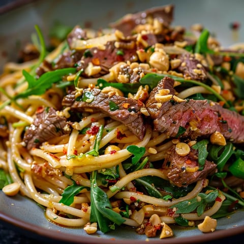 Spaghettis sautés bœuf cacahuètes