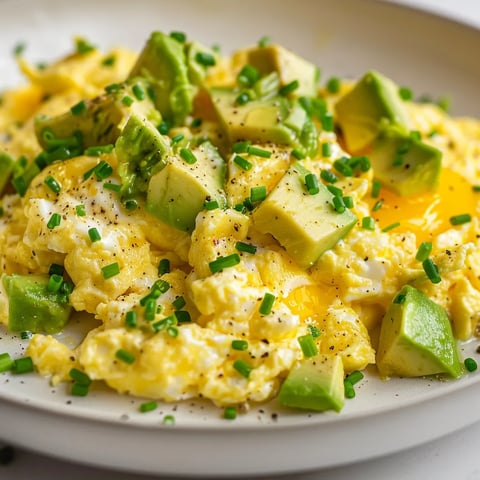 Oeufs brouillés avocat ciboulette