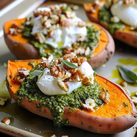 Patates douces au pesto