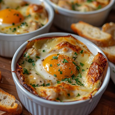 Oeuf cocotte poulet fromage