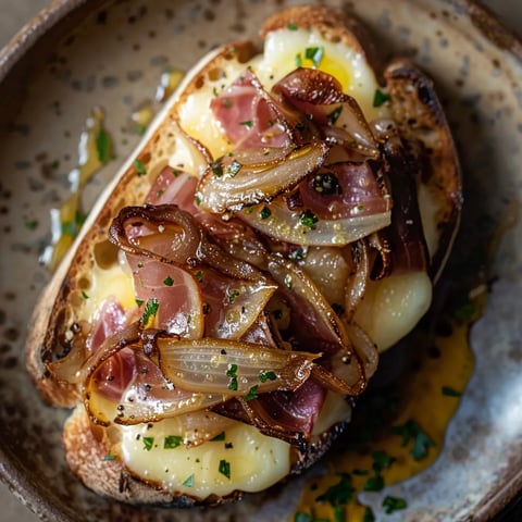 Tartines chutney oignon fromage