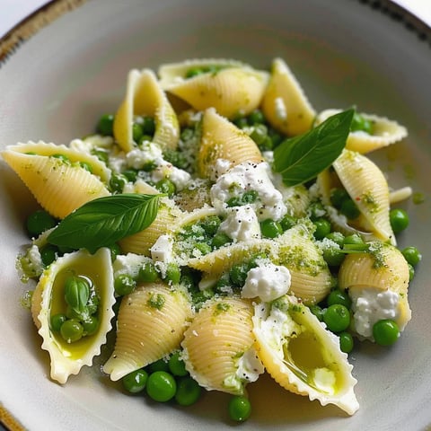 Conchiglioni ricotta petits pois