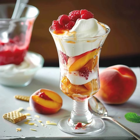 Pêches Melba au miel