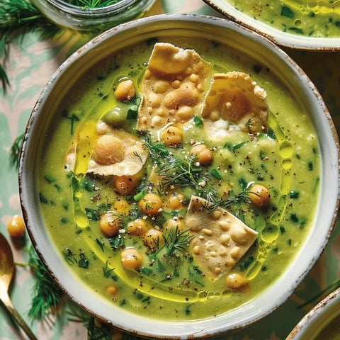 Soupe froide pois chiches roquette
