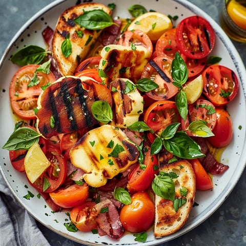Salade de tomates et halloumi