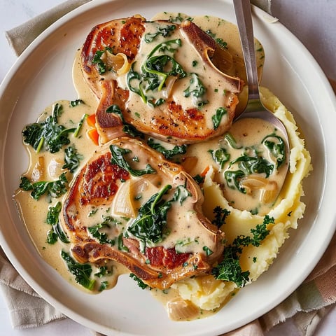 Côtelettes de porc et kale
