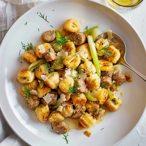 Gnocchis aux poireaux et saucisse