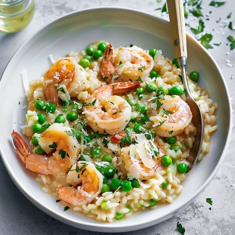 Risotto aux crevettes et pois