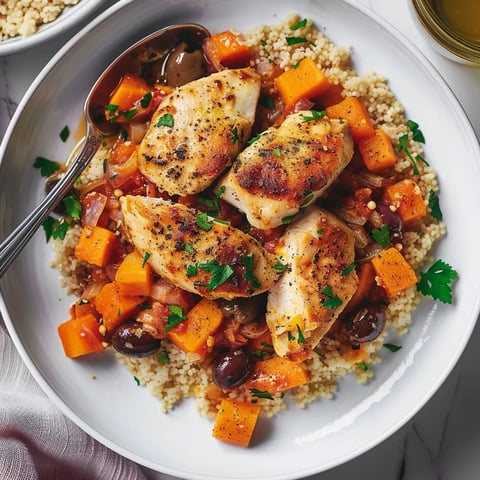Escalopes poulet patate douce olives