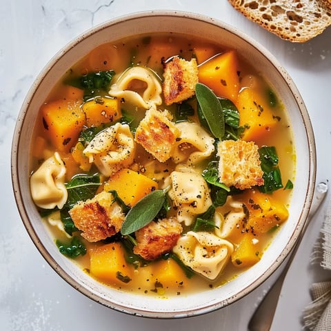 Soupe tortellinis courge épinards