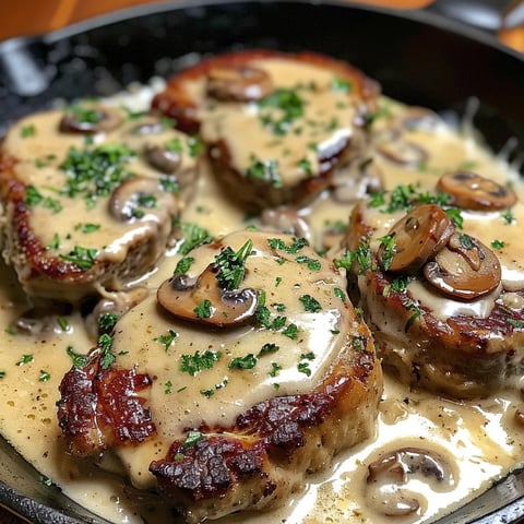 Côtelettes porc crémeuses fromage
