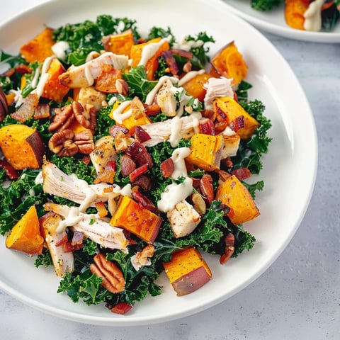 Salade tiède patates, kale, poulet