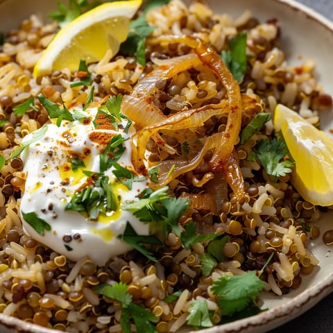 Riz brun lentilles et oignons