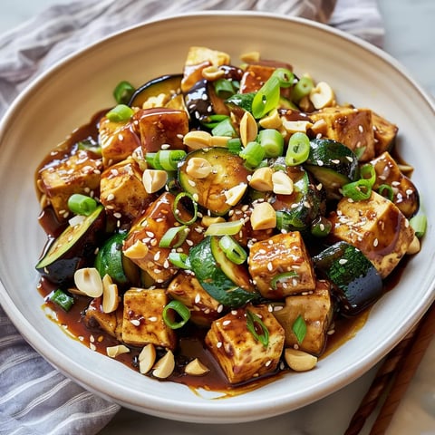 Sauté aubergines tofu arachide