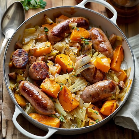 Chou braisé aux saucisses