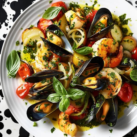 Salade fruits mer grillés salsa