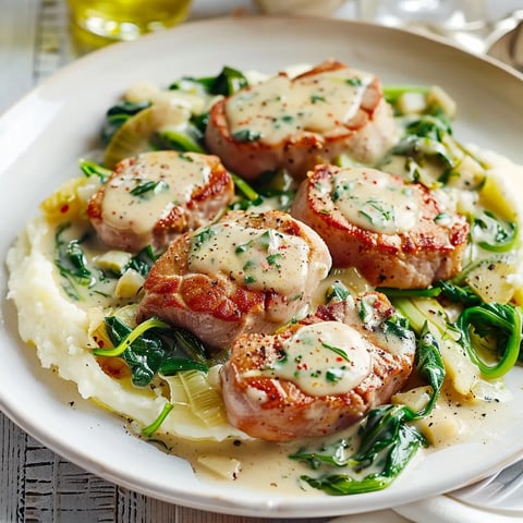 Médaillons porc poireau épinards