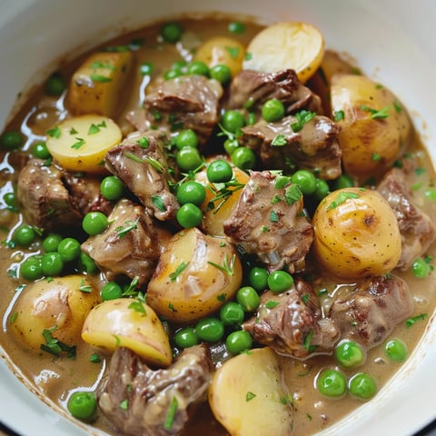 Bœuf à la crème et pois