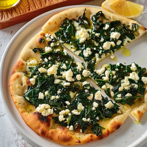 Pizza épinards feta citron