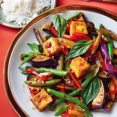 Tofu, aubergines et haricots