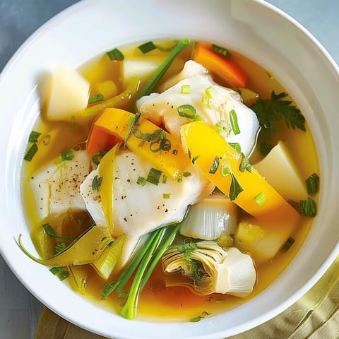 Morue pochée aux légumes