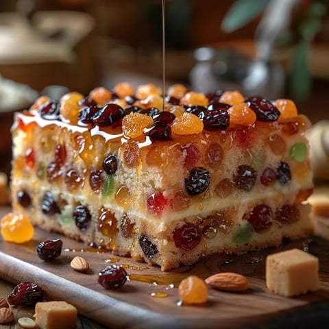 Une tarte aux fruits confits, inspirée par Pierre Hermé, est servie sur un plateau.