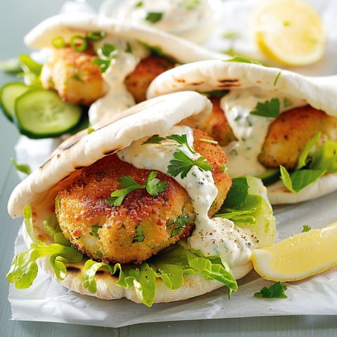 Pitas aux croquettes de poisson, une recette savoureuse et délicieuse.