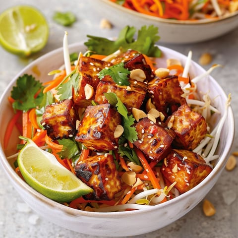 Une salade de tempeh grillé et de carottes au lait de coco.