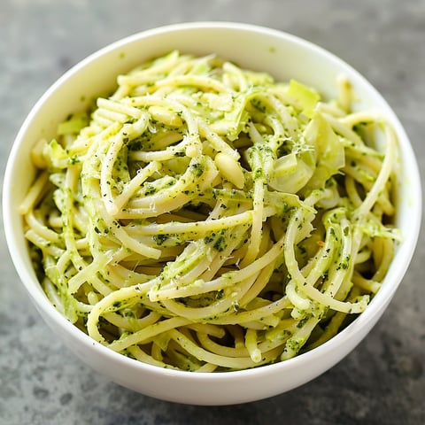 Une salade de spaghettis au chou dans un bol.