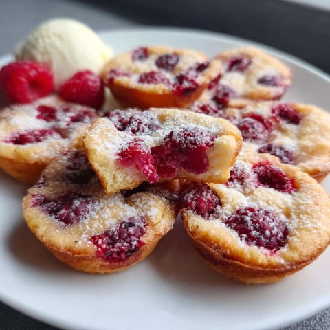Une tartelette sans pâte aux framboises est servie sur un plateau.