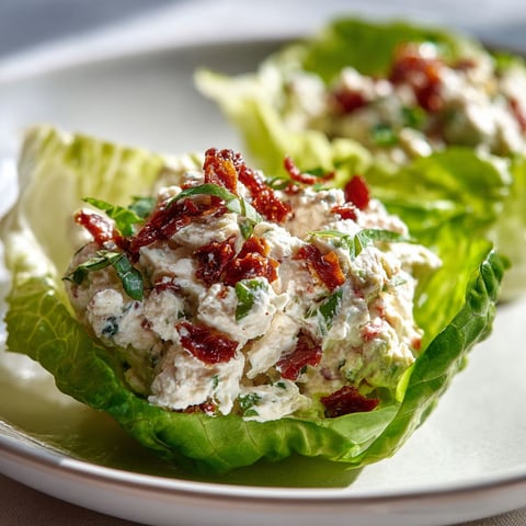 Coupelles de laitue au jambon blanc, ricotta et tomates séchées.