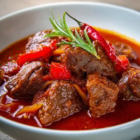 Joues de boeuf au piment dans un bol.