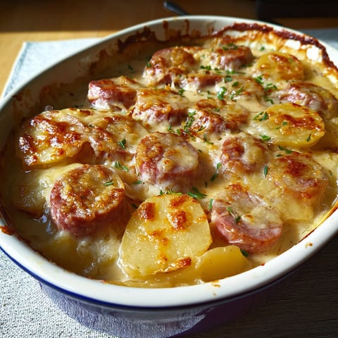 Une recette de Morbiflette de Franche-Comté est servie dans un bol en verre.